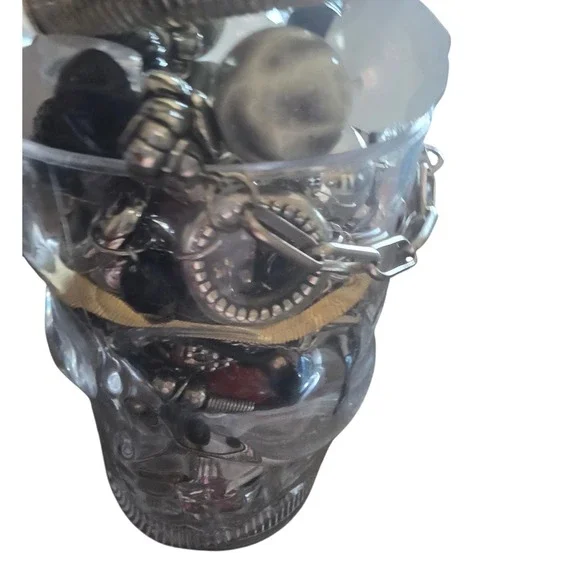 Goth Jewelry Lot 1lb Bulk Bundle Watches Rings Necklaces Silver Black - Picture 3 of 3